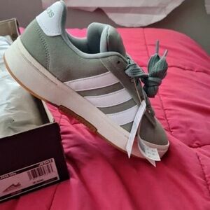 Adidas Women's Green and White Sneakers